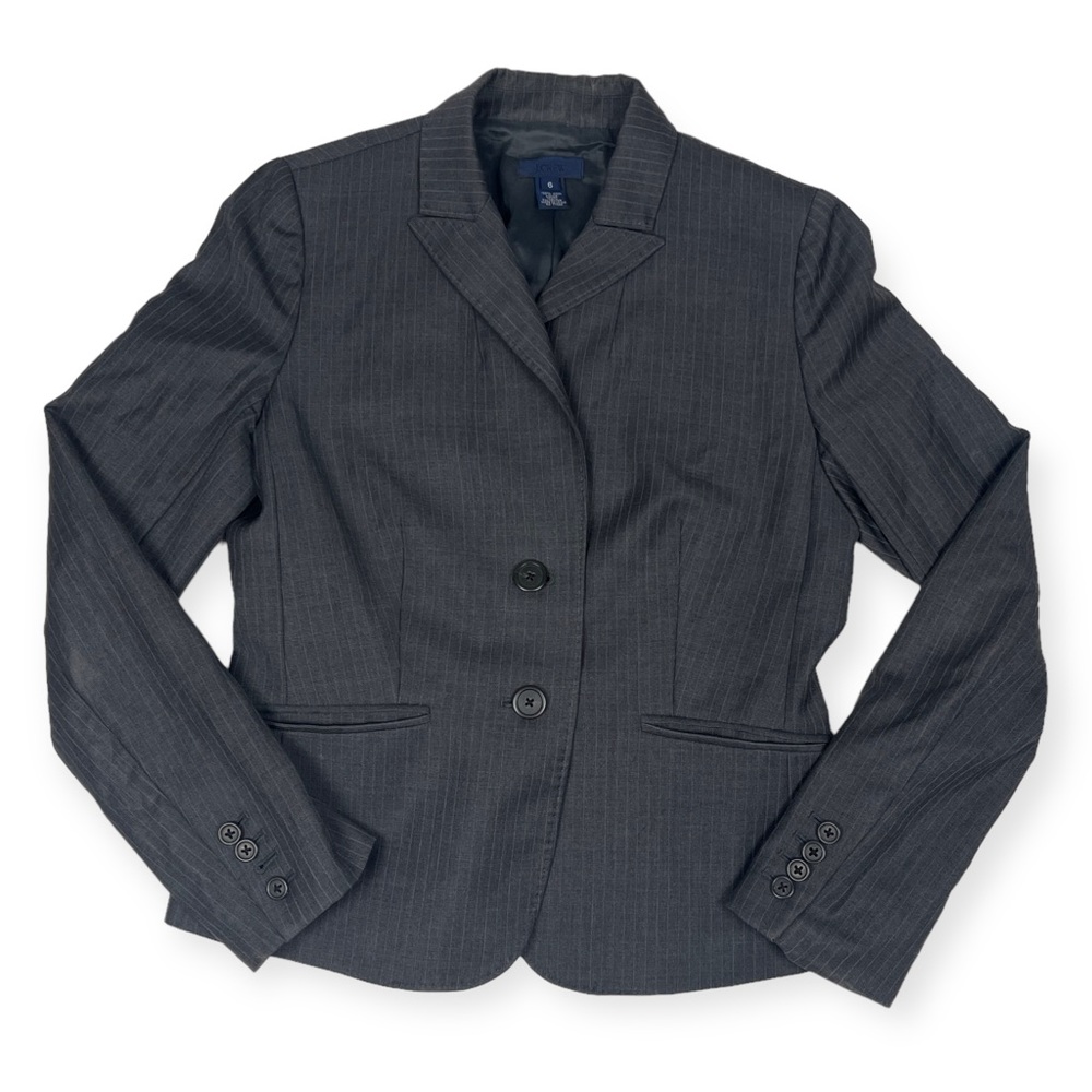 J. Crew Size 6 Wool Gray Striped Super 120’s 2 Button Blazer